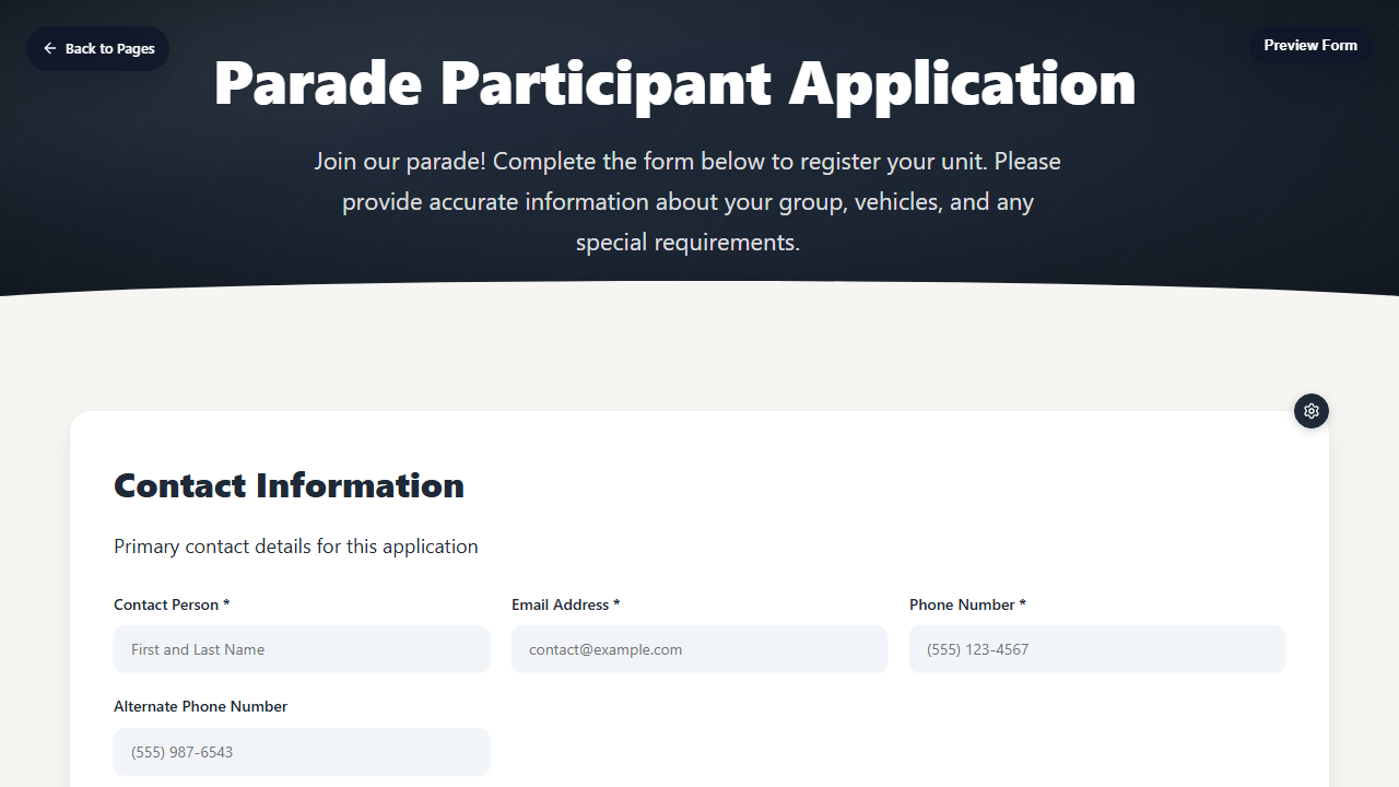The application form editor