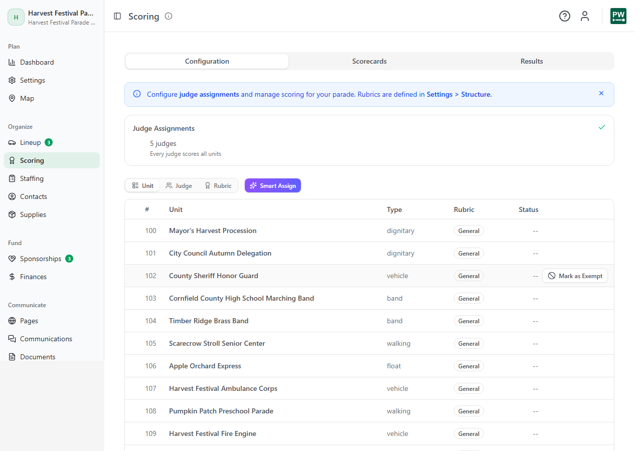 The Scoring Configuration tab